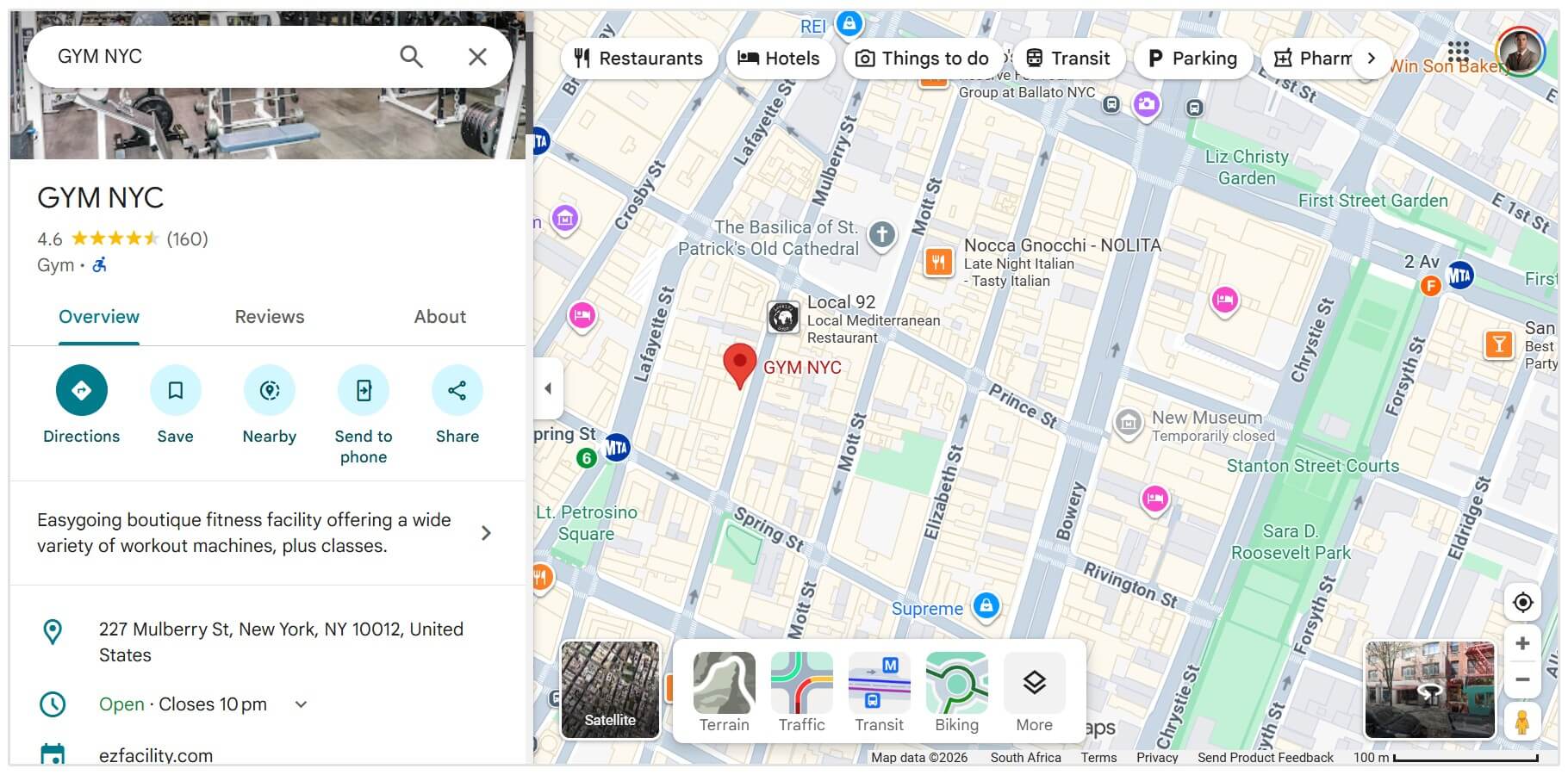 Exemplo de listagem GBP